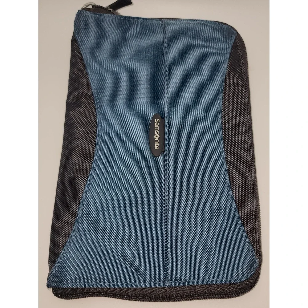 Samsonite Travel Organizer Pouch Blue Black Ballistic Nylon Tech Case Zip Bag